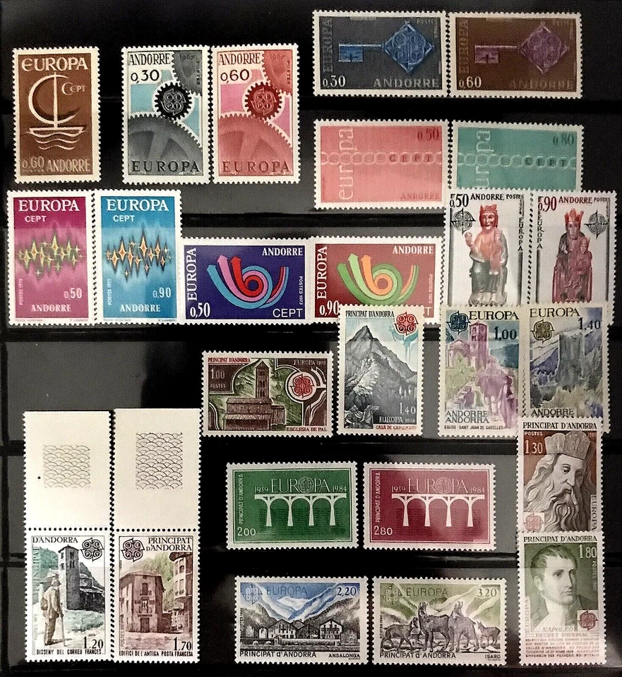 Andorra Francia. Colección Emisiones Europa, MNH Scott CV $150. Juegos completos. Foto 1 de 2