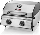 CosmoGrill Stainless Steel 2 Burner Portable Gas BBQ Table Grill Garden Camping