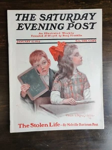Saturday Evening Post Magazine January 17, 1914 W/ Full Page Harley-Davidson Ad - Imagen 1 de 3