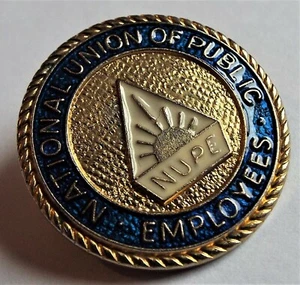 Vintage NUPE NATIONAL UNION OF PUBLIC EMPLOYEES Trade Union Golden Lapel Pin - Foto 1 di 2