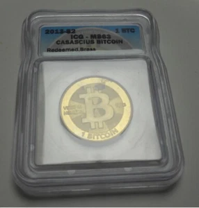 Casascius 1 BTC MS63 redeemed/peeled no holo 2013 Physical Bit Coin ICG graded - Picture 1 of 4