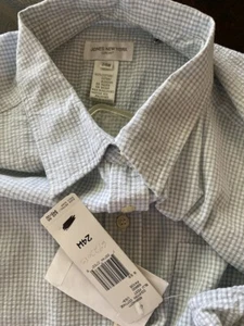 NWT JONES NY 3x 24 BLUE/WT CK SL BLOUSE SHIRT TOP - Picture 1 of 3