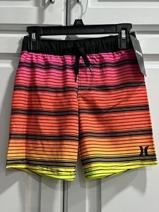 NWT HURLEY Boys Swim Trunks Size 4 Multicolored Stripe MSRP $38 - Picture 1 of 9