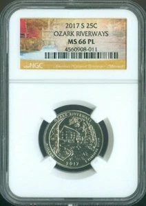 2017-S Ozark Riverway Quarter Quarter NGC MS66 PL Quality - Picture 1 of 2