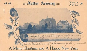 1906 (Wahoo Nebraska NE) Luther Academy Merry Christmas Happy New Year Postcard - Picture 1 of 2