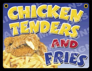 CHICKEN & FRIES 2 Concession Sign - Trailer, Restaurant 12" x 17" PVC - Picture 1 of 2