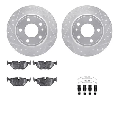 For BMW 735iL 90-92 Drilled & Slotted Rear Brake Kit w Performance Sport Pads - Image 1 of 2
