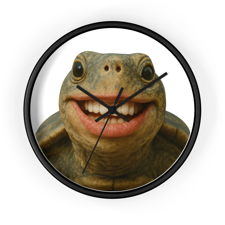 NEW Home Decor Wall Clock Whacky Silly Animal Turtle Smile - Image 1 of 1
