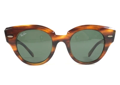 Gafas de sol Ray-Ban RB2192 ROUNDABOUT 954/31 marcos marrones a rayas con lentes verdes Foto 1 de 4