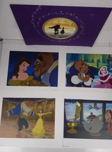 Set portafoglio litografia esclusivo La Bella e la Bestia 2002 vintage Disney Store - Foto 1 di 9
