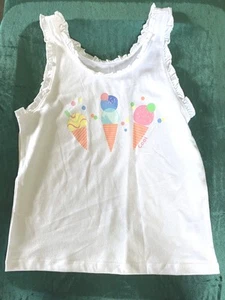 365 KIDS GARANIMALS sz 10 White Mini Ruffle Tank Top Ice Cream Cone  'Cool' - Picture 1 of 4