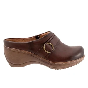 Softwalk Macintyre S2361-200 Womens Brown Leather Slip On Clog Flats Shoes 9.5 - Picture 1 of 8
