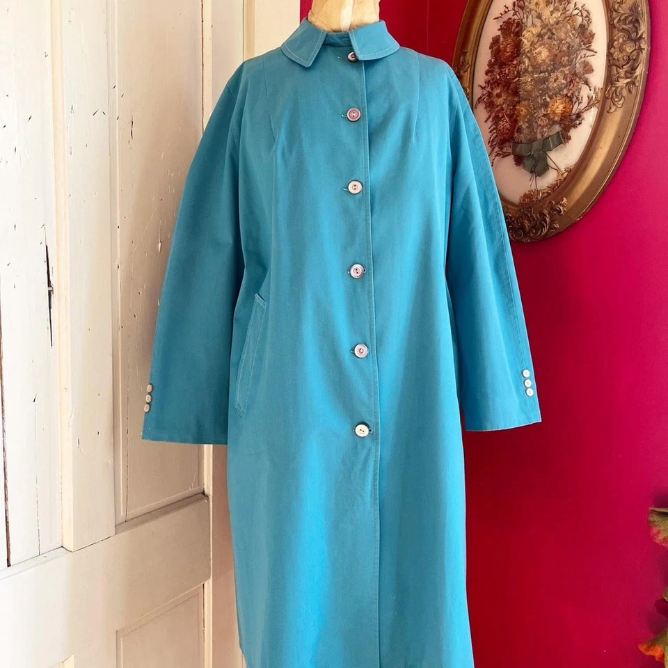 Abrigo Chaqueta Ligera Vintage Años 60 Azul Ceniza Algodón Crujiente Mod Tareas Diarias M/L Foto 1 de 4