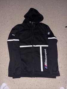 BMW Motorsport PUMA Men's Hoodie Jacket Size XL, Black Full Zip with Pockets - Picture 1 of 3
