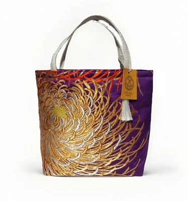 Bolsa Obi Kimono 100% Seda Única – Bolsa Tote Artesanal Japonesa Upcycled - Imagem 1 de 4