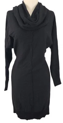 Tahari Black 100% Extrafine Merino Wool Sweater Dress Cowl Neck Size Small Soft - Image 1 of 4