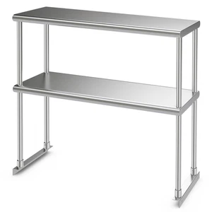 36" 2-Tier Overshelf for Prep & Worktable Stainless Steel Adjustable Lower Shelf - Picture 1 of 7