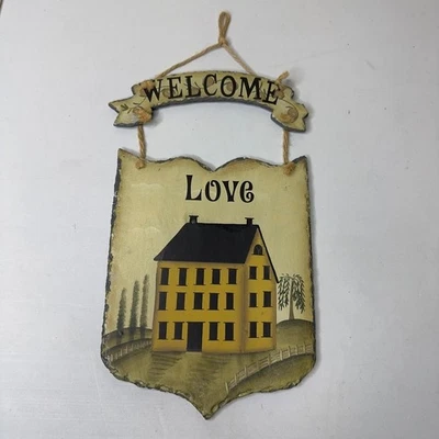 Welcome Love Home Country House Folk Art Plaque Sign Wall Hanging Decor - Image 1 of 4
