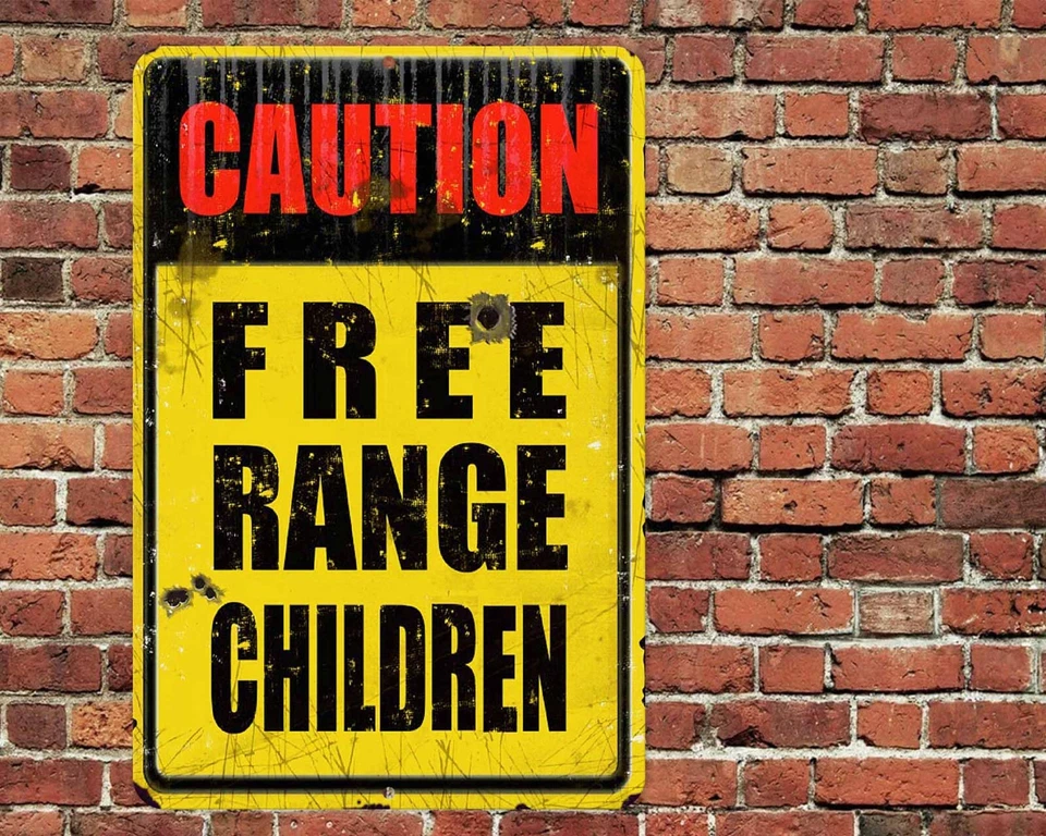 Caution Free Range Children Metal Aluminum Sign 8"x12" Funny Rustic - Image 1 of 1