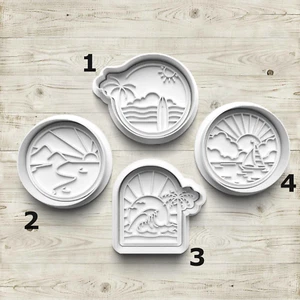 Beach Resort Holiday Summer Surf Cookie Cutter and Embosser Stamp Fondant Set - Picture 1 of 1
