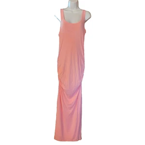 Victorias Secret Tank T-Shirt Dress Medium Orange Sherbet Ruched Long Bodcon - Imagen 1 de 4