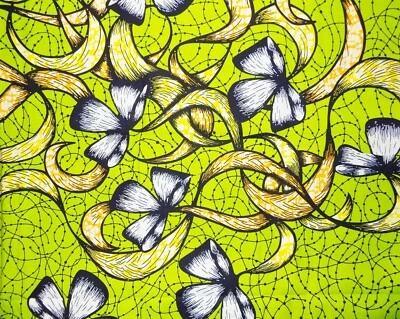 African Ribbon Print Fabric 3 yards - Image 1 of 2