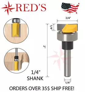 REDS Y70876-4 - 3/4" Dia X1/4"H Flush Trim Template Router Bit 1/4" Shank - Picture 1 of 1