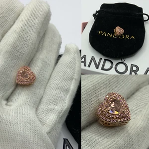 Pandora Sparkling Levelled Heart Charm 14k rose gold plating RRP £90.00 - Picture 1 of 10
