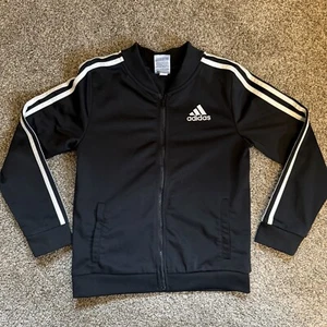 Adidas Black White Track Jacket Full Zip Up Youth Size L 14 (0450) - Picture 1 of 7