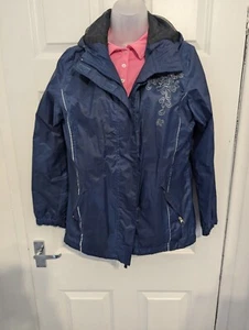 Crivit Eco Ladies Womens Hooded Rain Jacket Waterproof Coat Blue Size S - Picture 1 of 9