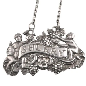 ANTIQUE - Sterling Silver - Matthew Linwood Decanter Label - Sherry - 1807 - Picture 1 of 2