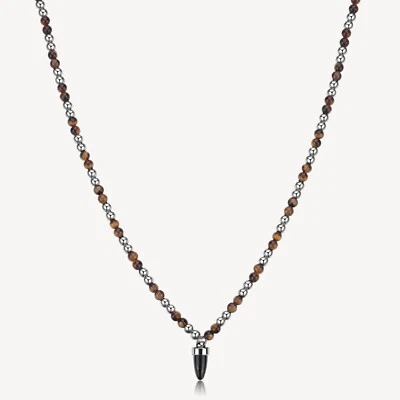 BROSWAY RIPTIDE COLLANA DA UOMO IN ACCIAIO CON OCCHIO DI TIGRE BTD003 (4739) - Immagine 1 di 4