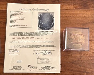 1941 Boston Braves Team Signed Baseball JSA COA 21 Autos 4 HOF Stengel Waner - Image 1 of 4