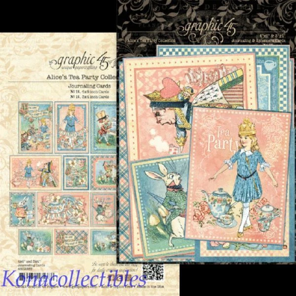 Графические 45 карт Alice's Tea Party Journaling Ephemera Mad Hatter, White Rabbit - Изображение 1 из 4
