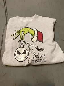 Kids Youth Nightmare Before Christmas Grinch Sweater Sweatshirt Gray Small - Picture 1 of 5