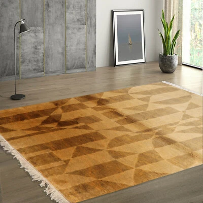 4x6 Gold Hand Knotted Tibetan Contemporary Wool Area Rug - Image 1 of 4