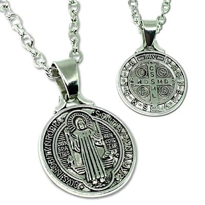 ECLECTIC SHOP UK LTD ® Collana Ciondolo San Benedetto Medaglia Medaglione Croce Catena Protezione Gioielli