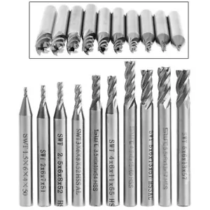 10pcs/set 1.5-6mm HSS Straight Shank 4 Flute End Mill Cutter CNC Drill Bit Tool - Picture 1 of 5