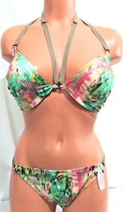Victorias Secret STRAPPY Sexy HOTTIE Halter PUSH UP Swim Suit Bikini NWT 34DD L - Picture 1 of 8