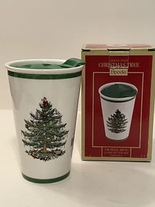 Spode Christmas Tree Travel Coffee Mug with Silicone Lid 11 oz Tumbler in Box - Picture 1 of 6