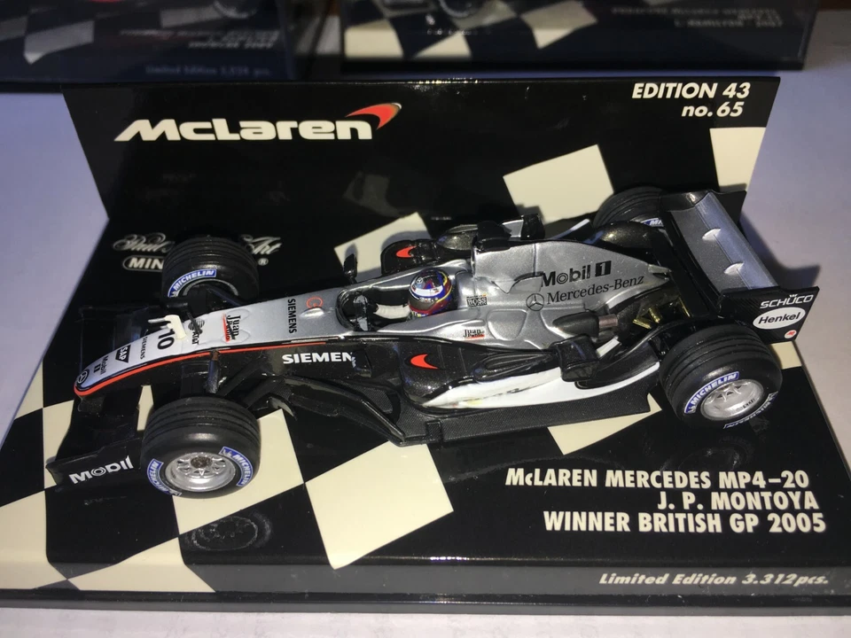 Minichamps 1/43 McLaren Mercedes MP 4-20 "Ganador GP de Gran Bretaña" Juan Pablo Montoya Foto 1 de 1