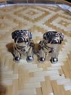 Pottery Barn Silver Metal Alloy Bulldog Salt And Pepper Shakers 2 Pc Limited Ed