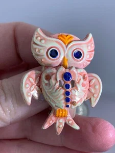 Spilla spilla ceramica smaltata vintage a strati gufo uccellino MADE IN GERMANY M-3717 - Foto 1 di 5