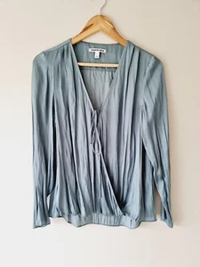 COUNTRY ROAD Grey Flowy Long Sleeve Blouse SIZE SMALL 10 top - Picture 1 of 7