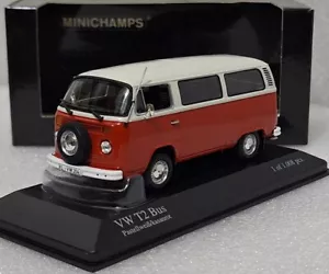 (10) Volkswagen VW T2 Bus 1972 Bianco Rosso 1:43 Minichamps 400053004 RARITÀ!! - Foto 1 di 16