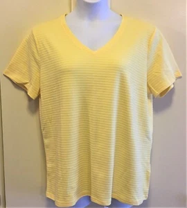 Basic Edition Sz. XXL Womens SS Pullover V Neck Ribbed Top Yellow Stretch NWOT - Picture 1 of 9