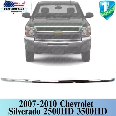 NEW Front Hood Molding Chrome For 2007-2010 Chevrolet Silverado 2500HD 3500HD Foto 1 de 4