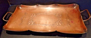 WMF Straußenmarke KUPFER-Tablett Jugendstilornamente mit Griffen 23x47cm  - Bild 1 von 8