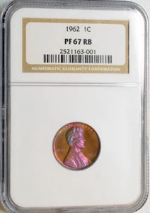 1962-P NGC PF 67 RB - LINCOLN MEMORIAL BRIGHT COLORFUL TONED RAINBOW ** - Picture 1 of 5