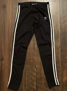 Adidas Girls Youth S Small Black White Sweatpants Trefoil 3 Stripe Casual - Picture 1 of 7